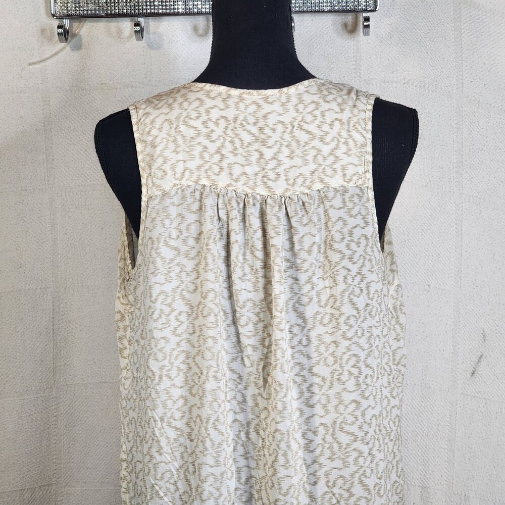 The North Face Cream Abstract Animal Print Viscose Tie Front Annabella Tank Sz L - Picture 13 of 16